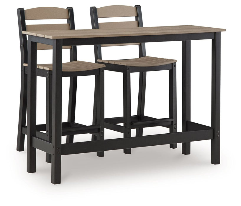Shoreline Beach - Outdoor Counter Table And 2 Barstools (Set of 3) - Black / Beige - Tallahassee Discount Furniture (FL)