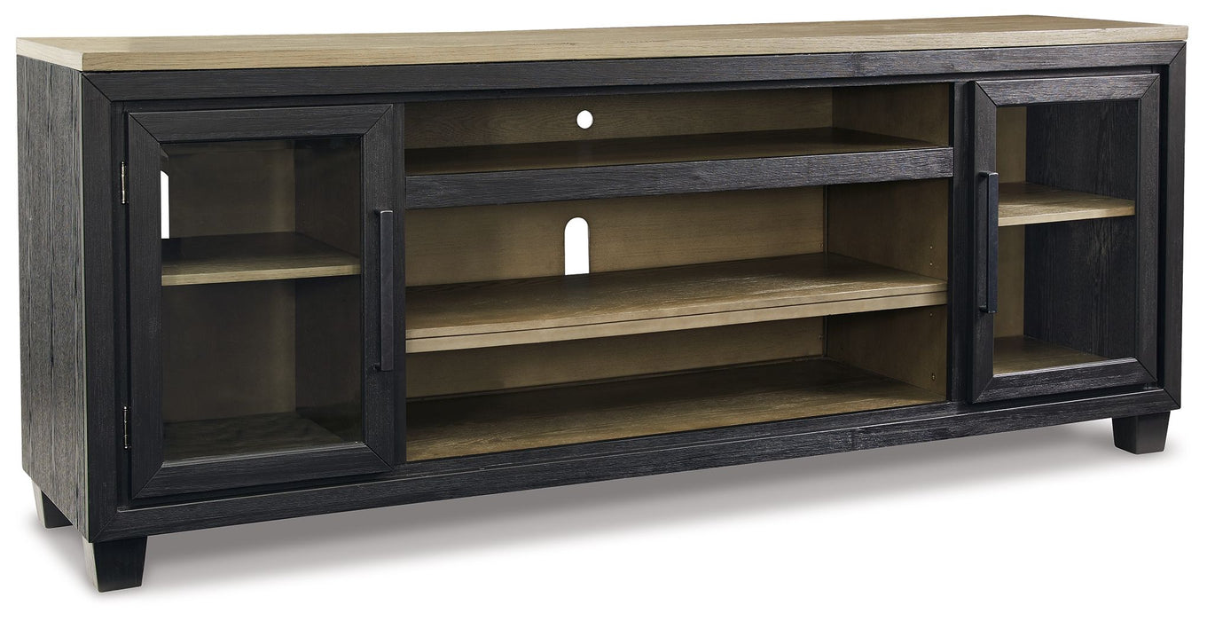 Foyland - Black / Brown - XL TV Stand w/Fireplace Option - Tallahassee Discount Furniture (FL)