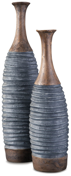 Blayze - Vase Set (Set of 2) - Antique Gray / Brown - Tallahassee Discount Furniture (FL)