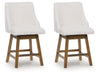 Cabalynn - Oatmeal / Light Brown - Upholstered Swivel Barstool (Set of 2) - Tallahassee Discount Furniture (FL)