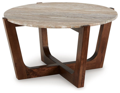 Tanidore - Warm Brown - Round Cocktail Table - Tallahassee Discount Furniture (FL)