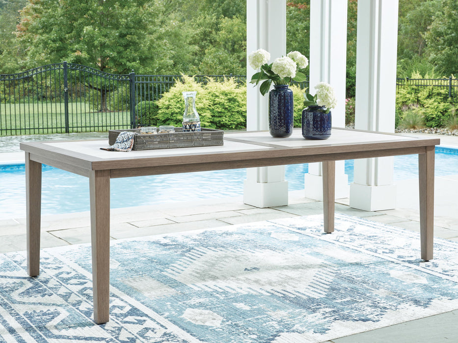 Rainier Ranch - Rectangle Dining Table With Umbrella Option - Brown / Beige - Tallahassee Discount Furniture (FL)