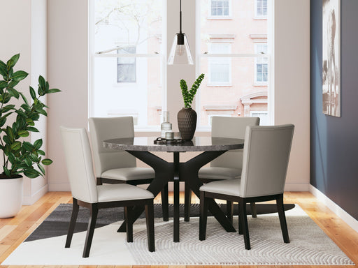 Glinari - Taupe / Black - 5 Pc. - Dining Room Table, 4 Side Chairs - Tallahassee Discount Furniture (FL)