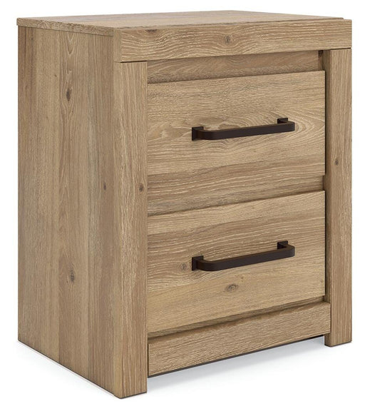 Brozmont - Two Drawer Night Stand - Tan - Tallahassee Discount Furniture (FL)