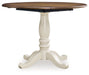 Wirloni - Round Dining Room Drop Leaf Table - Antique White / Brown - Tallahassee Discount Furniture (FL)