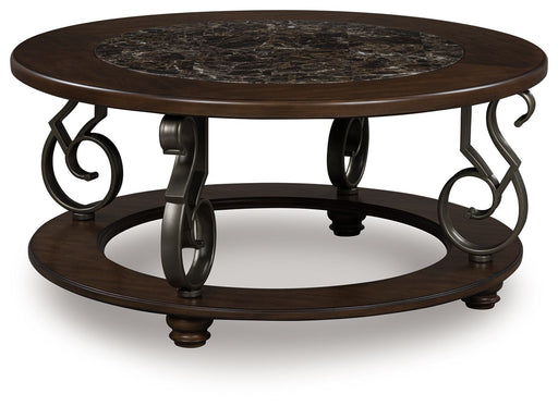 Frallyn - Dark Brown - Round Cocktail Table - Tallahassee Discount Furniture (FL)
