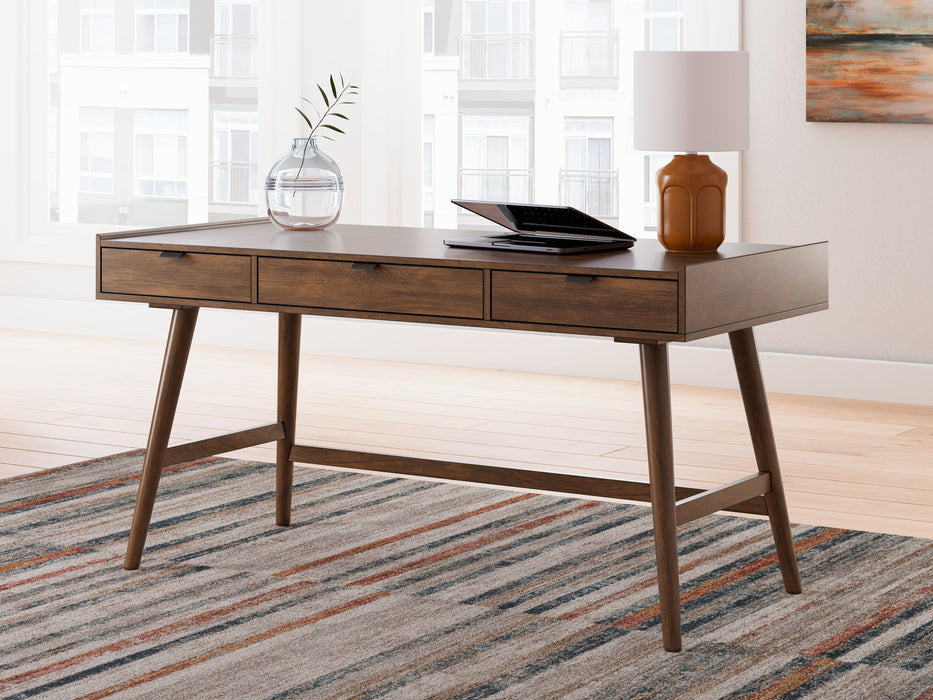 Lyncott - 3 Pc. - Home Office Desk, Chair, Bookcase - Brown - Tallahassee Discount Furniture (FL)