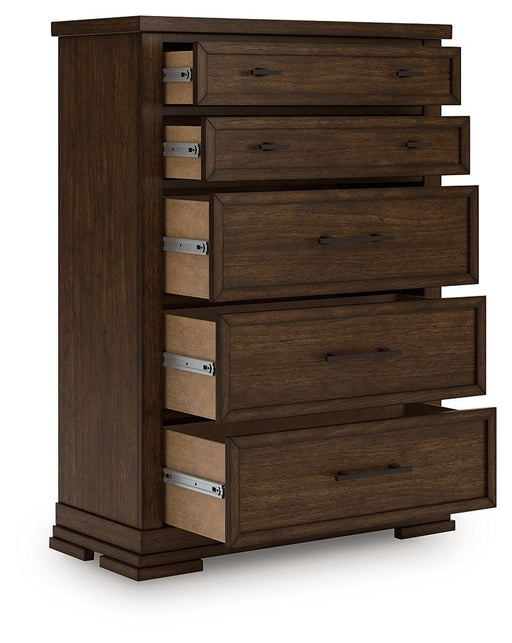 Taffenbrook - Five Drawer Chest - Medium Brown - Tallahassee Discount Furniture (FL)