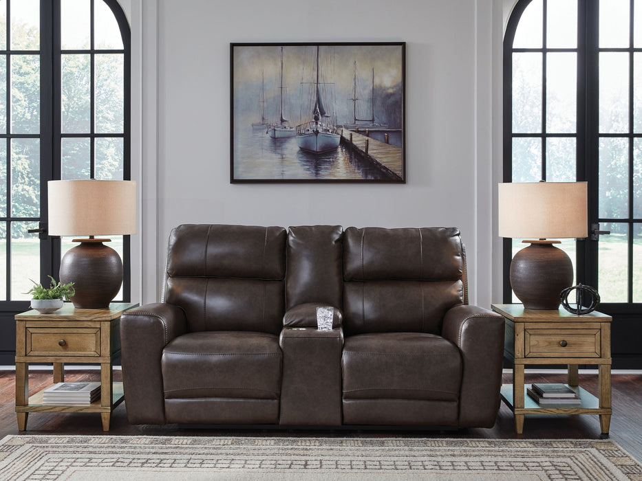 Crossplex - Smoke - Power Recline Loveseat / Console / Adjustable Headrest - Tallahassee Discount Furniture (FL)