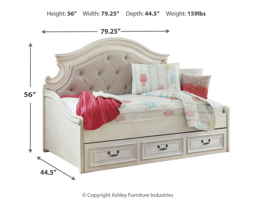 Realyn - Twin Day Bed With Storage - Chipped White - Tallahassee Discount Furniture (FL)
