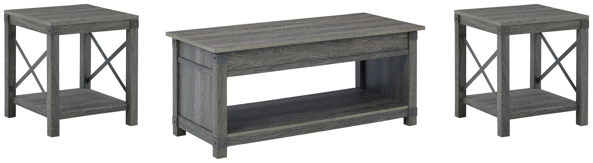 Freedan - 3 Pc. - Coffee Table, 2 End Tables - Grayish Brown - Tallahassee Discount Furniture (FL)