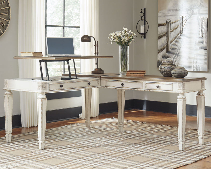 Realyn - L Shaped Desk With Lift Top - White / Brown - Tallahassee Discount Furniture (FL)