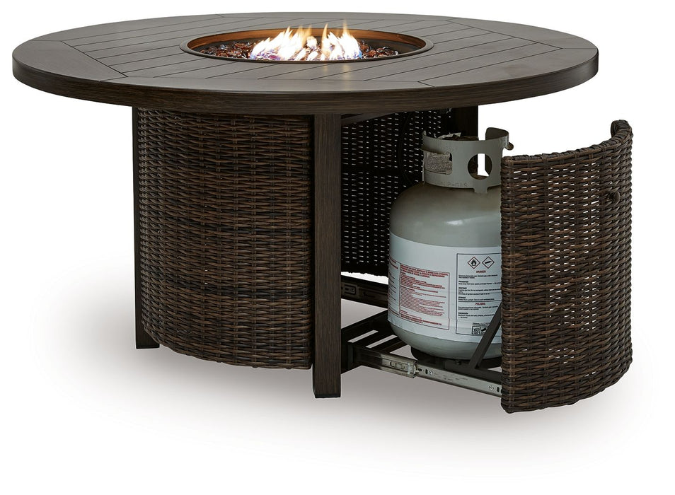 Monterey Point - Round Fire Pit Table - Dark Brown - Tallahassee Discount Furniture (FL)
