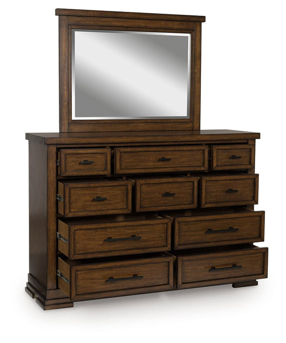 Taffenbrook - Medium Brown - Dresser And Mirror - Tallahassee Discount Furniture (FL)