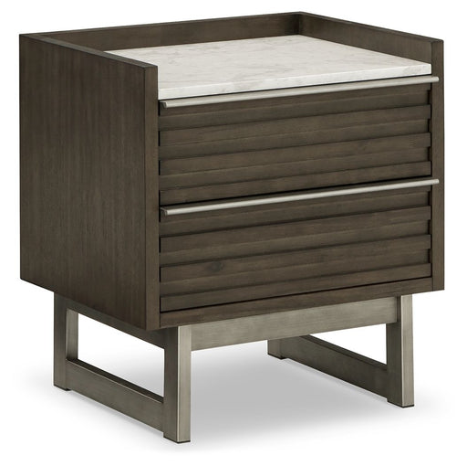 Arkenton - Grayish Brown / White - Two Drawer Night Stand - Tallahassee Discount Furniture (FL)