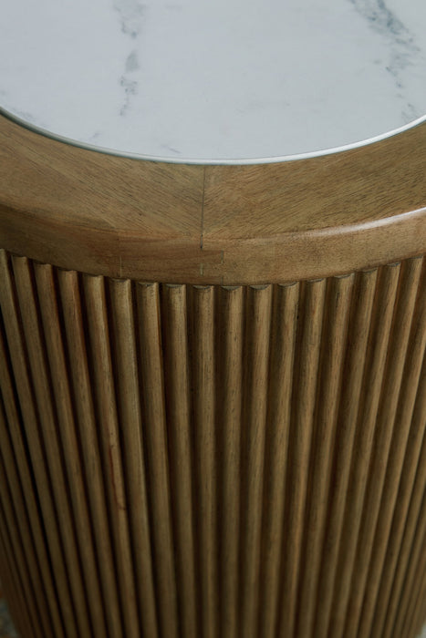 Camdill - Light Brown / White - Round End Table - Tallahassee Discount Furniture (FL)