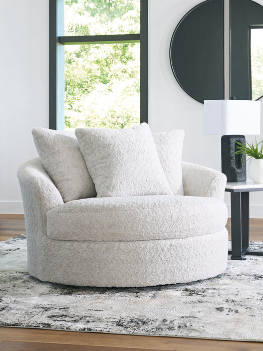 Cuddle Plush - Arctic - Oversized Swivel Accent Chair - Tallahassee Discount Furniture (FL)