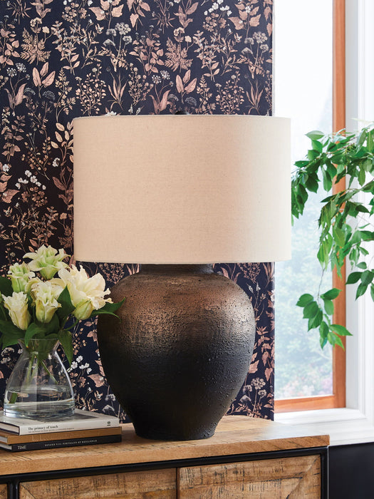 Newgerhard - Brown / Black - Metal Table Lamp - Tallahassee Discount Furniture (FL)