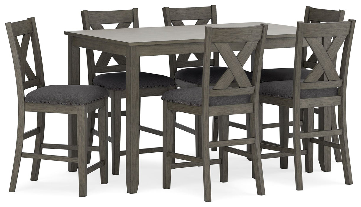 Caitbrook - Gray - Rect Drm Counter Table Set (Set of 7) - Tallahassee Discount Furniture (FL)