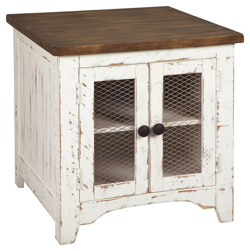 Wystfield - White / Brown - Rectangular End Table - 2 Doors - Tallahassee Discount Furniture (FL)