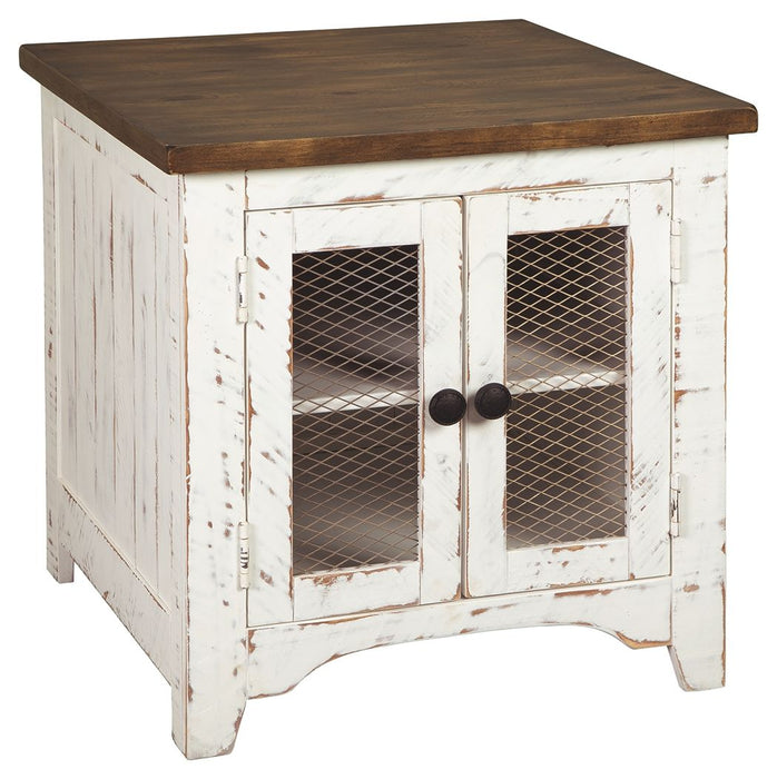 Wystfield - White / Brown - Rectangular End Table - 2 Doors - Tallahassee Discount Furniture (FL)