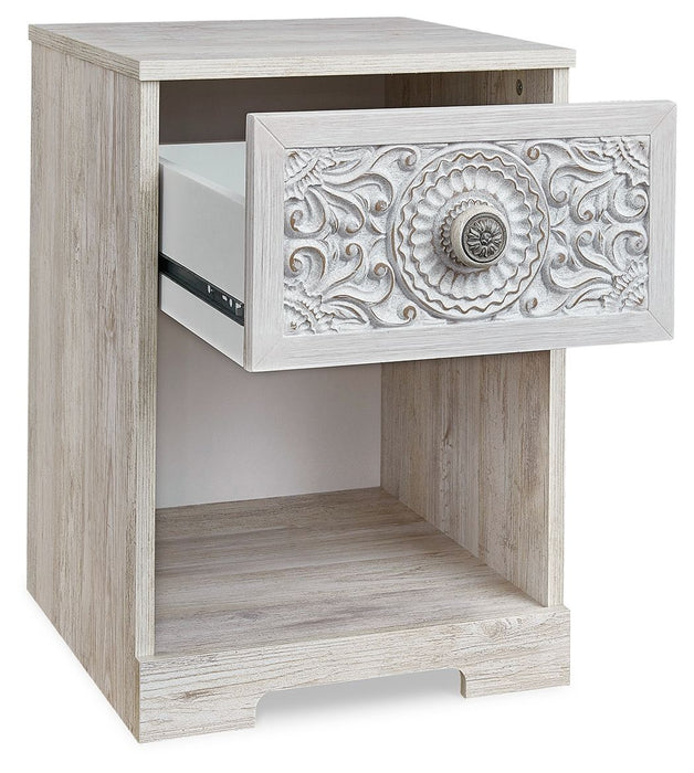 Paxberry - One Drawer Night Stand - Open Cubby - Whitewash - Tallahassee Discount Furniture (FL)
