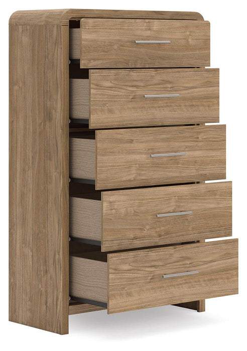 Gramburg - Five Drawer Chest - Warm Natural Brown - Tallahassee Discount Furniture (FL)