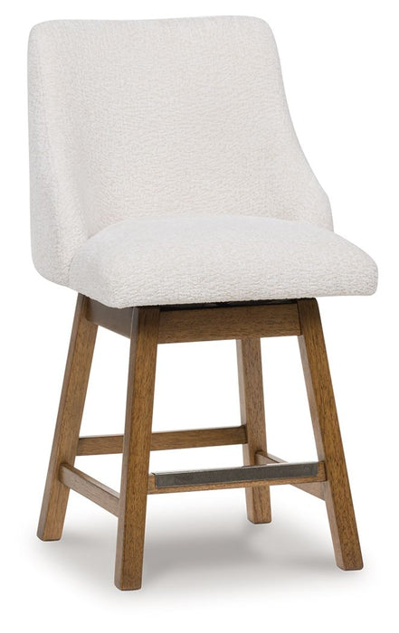 Cabalynn - Oatmeal / Light Brown - Upholstered Swivel Barstool (Set of 2) - Tallahassee Discount Furniture (FL)