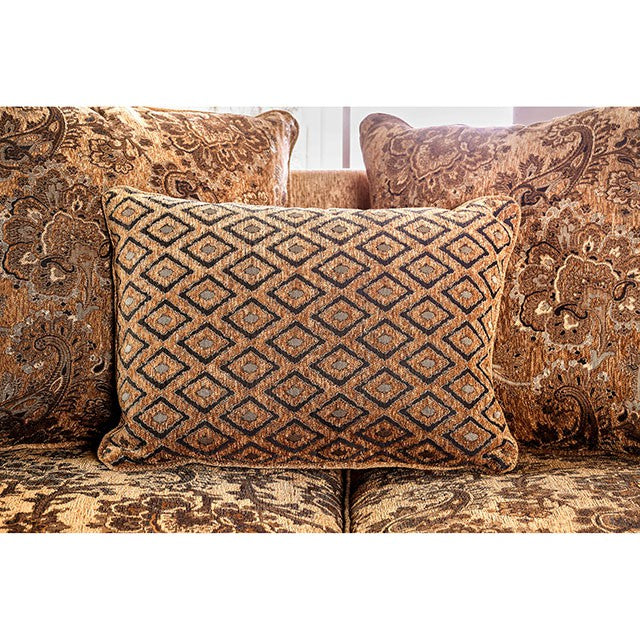 NICANOR Tan/Gold Love Seat - Tallahassee Discount Furniture (FL)